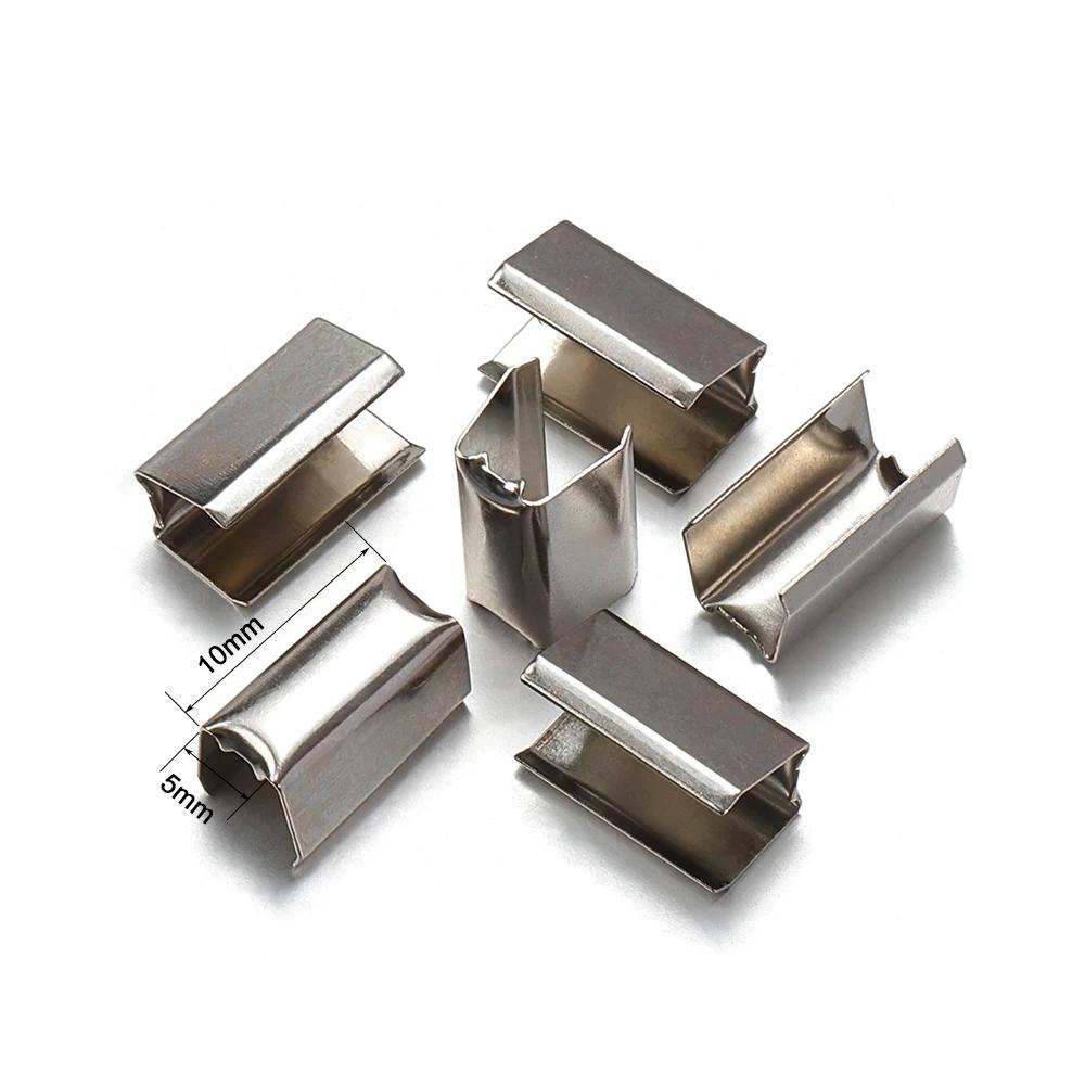 100 pçs 5x10mm metal quadrado cabo de couro de crimpagem final bonés corda prendedor clipe de corda para diy pulseira jóias fazendo descobertas - Image 1
