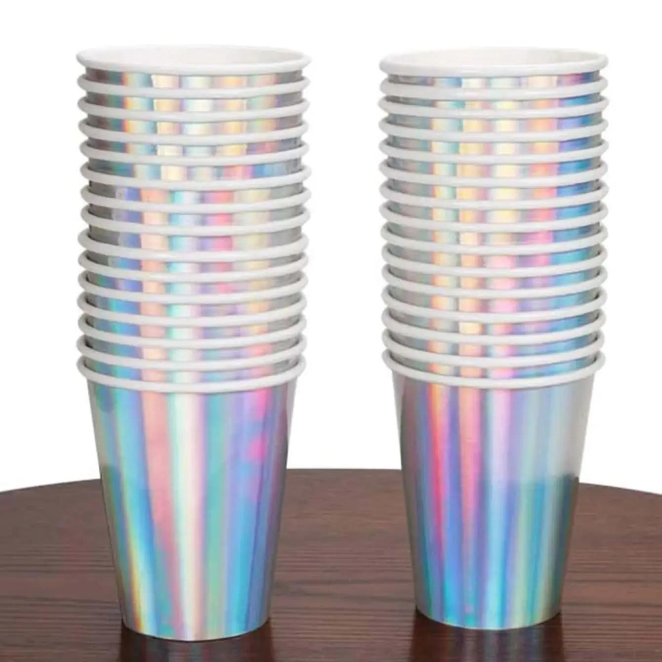 Copos De Papel Descartáveis Para Festa De Aniversário, Laser, Coloridos, 10 unid, 20 unid, 30 unid - Image 1