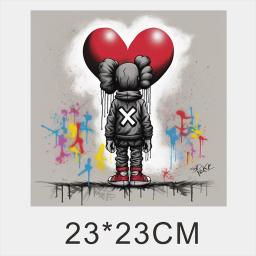 Graffiti Ferro Em Forma de Coração Adesivo, Impermeável, Adequado para Vestuário Canvas Bag T-shirt, DIY Jacket com capuz, Cinza Dtf Adesivo - Image 6
