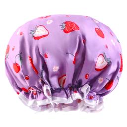 Touca de banho de camada dupla ajustável infantil colorida impressa à prova d'água para cuidados com os cabelos Chapéu de dormir para bebês - Image 5