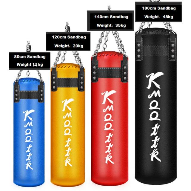 Saco de Boxe de Couro PU para Treino em Casa - Ideal para MMA, Muay Thai, Taekwondo e Sanda (180cm, 160cm, 140cm)