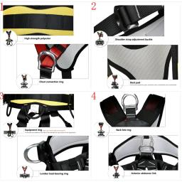 Profissional escalada arreios cinto de segurança corpo inteiro escalada árvores anti queda removível engrenagem altitude proteger kit sobrevivência - Image 5