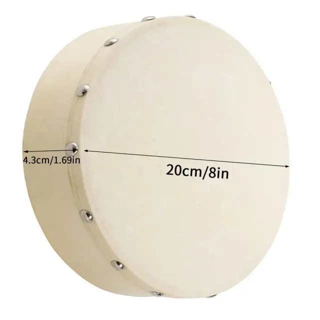 Tambor de mão de madeira para crianças com palitos, pandeiro educacional de percussão, disponível em 8 e 10 polegadas
