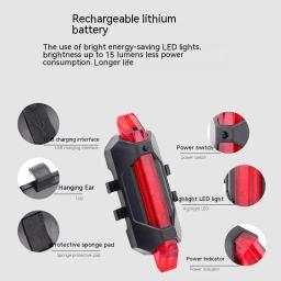 Bicicleta Recarregável Cauda Luzes LED, Equitação Noturna, Luzes De Advertência De Segurança, Equipamento De Ciclismo - Image 2