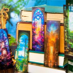 Yoofun-Marcadores de Papel Cartão Fantasia Criativa Terra, DIY Material Decorativo para Livros, Estudantes, Amigos Presente, 8Pcs por lote - Image 3