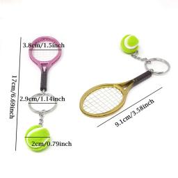 1 peça mini bola de tênis e raquete modelo chaveiro metal novidade bolsa amante do esporte - Image 6