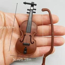 Mini violino adereço de madeira instrumento musical decoração artesanal violino de mesa para casa de bonecas miniaturas e decoração de casa - Image 1