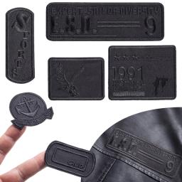 Auto-adesivo preto bordado tecido Patch, roupas de couro, Mend Decore, Iron On Patch, Vestuário Costura Patches para Vestuário, 6pcs - Image 1