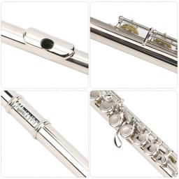 Miwayer-Flauta transversal profissional com caixa, 16 furos abertos fechados, tecla C, concerto instrumento musical, pano de limpeza, luva - Image 3