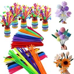100 pçs tubo de haste de chenille crianças diy brinquedos criativos artesanato varas limpadores jardim de infância educacional material artesanal tiras de pelúcia - Image 1