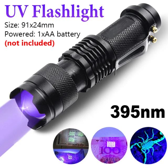 Lanterna UV Mini Handheld para Detecção de Manchas de Urina Pet, Bed Bugs e Escorpiões - Luz Blacklight 395nm