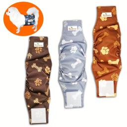 Pano lavável de fraldas para cães, padrão ósseo bonito, impressão Pet Shorts, calça íntima para cachorro, fraldas Wrap, 3 pacotes - Image 2