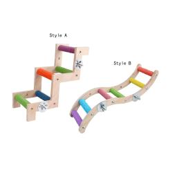 Escada De Gaiola De Pássaro De Madeira Sólida, Birds Poleiro Stand para Periquitos, Calopsitas, Pequeno Papagaio Médio Conures, Finch Bird Climbing Toys - Image 1