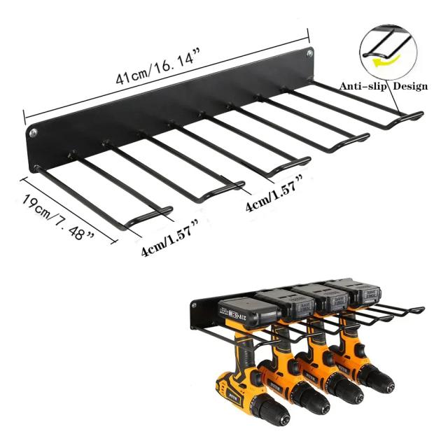 Suporte Flutuante para Ferramentas Elétricas Manuais: Armário Resistente para Oficina e Garagem com Rack para Brocas