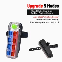 USB recarregável bicicleta luz traseira, ombro vermelho e azul, luz policial, aviso intermitente, tocha de segurança, acessórios de bicicleta, MTB, 8 LED - Image 2