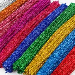 Glitter cores sortidas hastes de chenille 1cm pompons limpadores de cachimbo para materiais de arte diy artesanato para crianças classe - Image 4