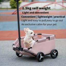 Carrinho de estimação dobrável portátil, 4 rodas, carrinho do cão, viajar compras, caminhar e brincar, adequado para cães e gatos - Image 2