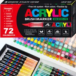 Marcadores de Tinta Acrílica para Artesanato DIY, Canetas Ponta Escova, Pintura Rupestre, Lona de Madeira Pedra, Presente de Natal, 120 Cores - Image 1