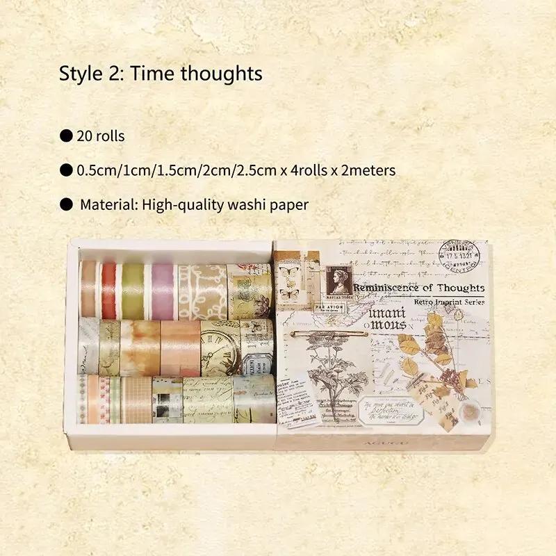 20 rolos Washi Fita Adesivos Diy Decorativa Washie Paisagem Vintage Aquarela Scrapbooking Masking Tapes Material Escolar - Image 1