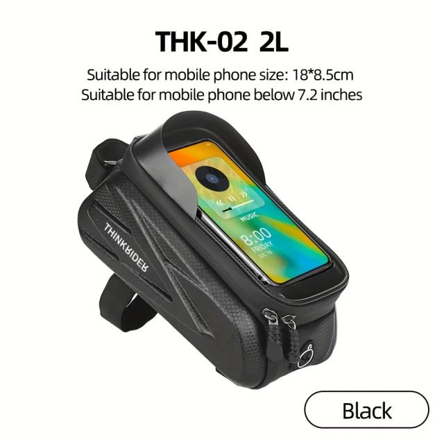 Saco de Bicicleta Impermeável com Touchscreen - Suporte para Telefone de 7 Polegadas, 2L, Tubo Frontal, Acessórios de Ciclismo