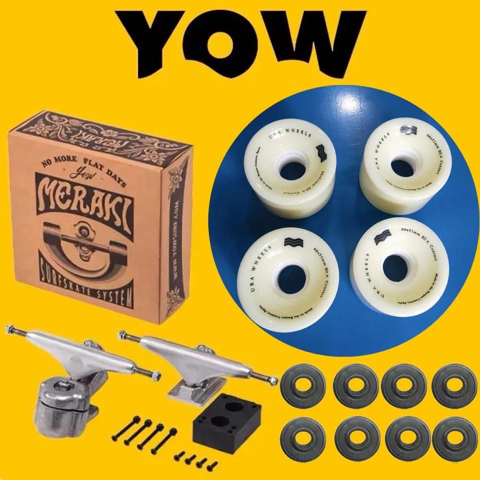 Caminhões de skate YOW land surf genuínos suportes longboard com rodas e rolamentos juntos prato, nível de boa qualidade - Image 1