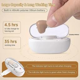 Aparelho auditivo recarregável para idosos, redução de ruído, bateria de longa duração, aparelho auditivo com base portátil - Image 5