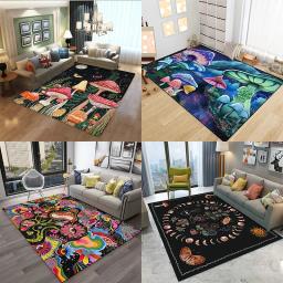 Tapete De Cogumelo Psicodélico, Decoração De Casa, Tapete De Área Grande, Tapete De Planta Fantasia Lua, Quarto E Sala De Estar - Image 1