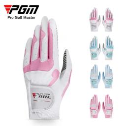 Luvas de golfe femininas pgm st018 mão esquerda e mão direita nanômetro pano golfe respirável proteção palma luvas esportivas de alta qualidade - Image 1