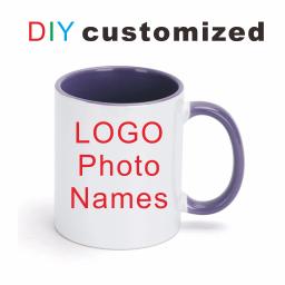 Caneca cerâmica personalizada com logotipo e texto, cor roxa e verde, DIY imprime imagem, 350ml, 12oz - Image 1