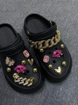 16 peças acessórios de sapatos com buraco destacável: lábios e batom de strass de metal, decorações de sapatos de flores ABS, adequados para sandálias A - Image 6