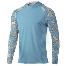 Camisas de pesca respiráveis para homens, manga comprida, proteção solar, jaqueta de pesca respirável, UV, camiseta de pesca, capuz UPF 50 - Image 2