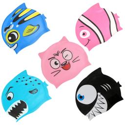 Boné de natação impermeável para crianças, animal dos desenhos animados, chapéu de praia de silicone, cabelo comprido, piscina para proteger ouvidos, meninos e meninas, novo - Image 4