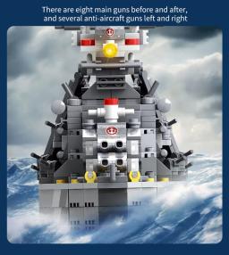 Navio de guerra Building Brick Toy para crianças, militares, WW2, KMS, Bismarck, Battleship, DIY, 538pcs - Image 6