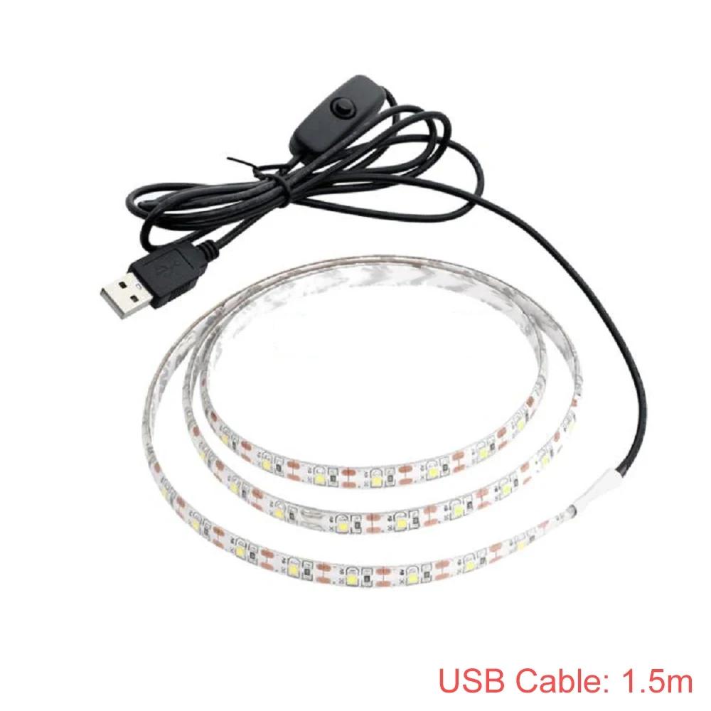 Fita de Iluminação, Lâmpada Decoração para Casa, Plano de TV, USB, DC 5V, 2835, 0,5 m, 1m, 2m, 3m, LED Strip Light com pilhas AA, 4m, 5m - Image 1