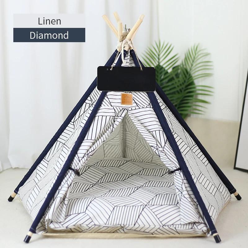 Tenda removível portátil para gatos e cães, Casa de cachorro lavável, Cama de cachorro coberta com almofada e quadro negro - Image 1