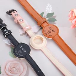 Coleira de couro personalizada para Pet, coleira anti-perdida para Airtag, rastreador de localização, estojo protetor para AirTag, design ajustável - Image 2