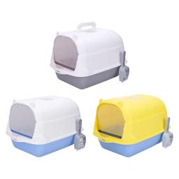 Caixa de areia para gatos com tampa, sandbox durável destacável, gatos interiores com porta frontal, suprimentos para animais, vaso sanitário fechado - Image 1