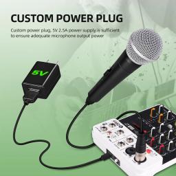 Debra-Mixer de Áudio com Bluetooth e USB, 4 Canais, 48V Phantom Power, Delay Repairing Effect, Som Mixing Console, PC Gravação, V4 - Image 3