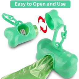 Sacos descartáveis para cocô de animais de estimação, saco para cocô de cachorro, dispensador de osso com clipe de coleira, produtos para cachorro, suprimentos, 5 rolos (75 peças) sacos - Image 3