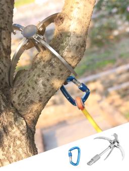 Aço inoxidável Survival Folding Grappling Hook Multifuncional Outdoor Escalada Claw Carabiner Travel Rescue Tool Ferramenta de escalada - Image 5