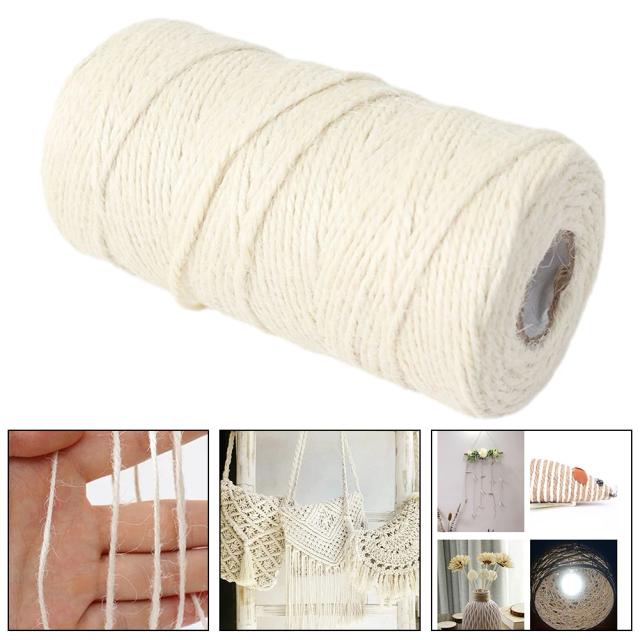 Corda de Cânhamo Branco Natural para Artesanato e Decoração - Versátil, Ideal para Suspenders e Projetos DIY, Disponível em 1mm, 2mm e 3mm