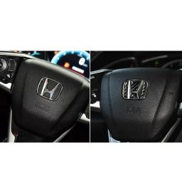 Carbon Fiber Car Steering Wheel Sticker, Emblema de decoração para Honda, Civic, Accord, Fit, Jazz, CRV, HRV, Odyssey, Jade, Auto Acessórios - Image 2