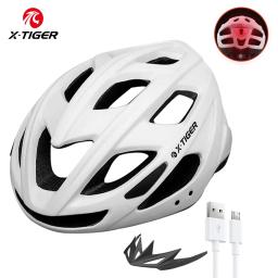 X-TIGER-Capacete de Bicicleta Recarregável com Luz LED, MTB Capacete De Ciclismo, Esportes Ao Ar Livre, Corridas De Estrada, Capacete De Mountain Bike, Equitação De Engrenagem - Image 1