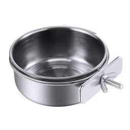 Aço inoxidável Clamp-On bebedor de água para Pet, Food Dish, Hamster, Bird Feeder, Parrot Feeding Bowl, Cage Cup - Image 1