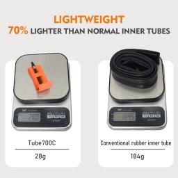 ThinkRider 28g Tubo Interno Ultraleve para Bicicleta 700x18 25 28 Pneu TPU para Bicicleta de Estrada 45/65/85mm Comprimento Válvula Francesa Tubo Super Leve - Image 3
