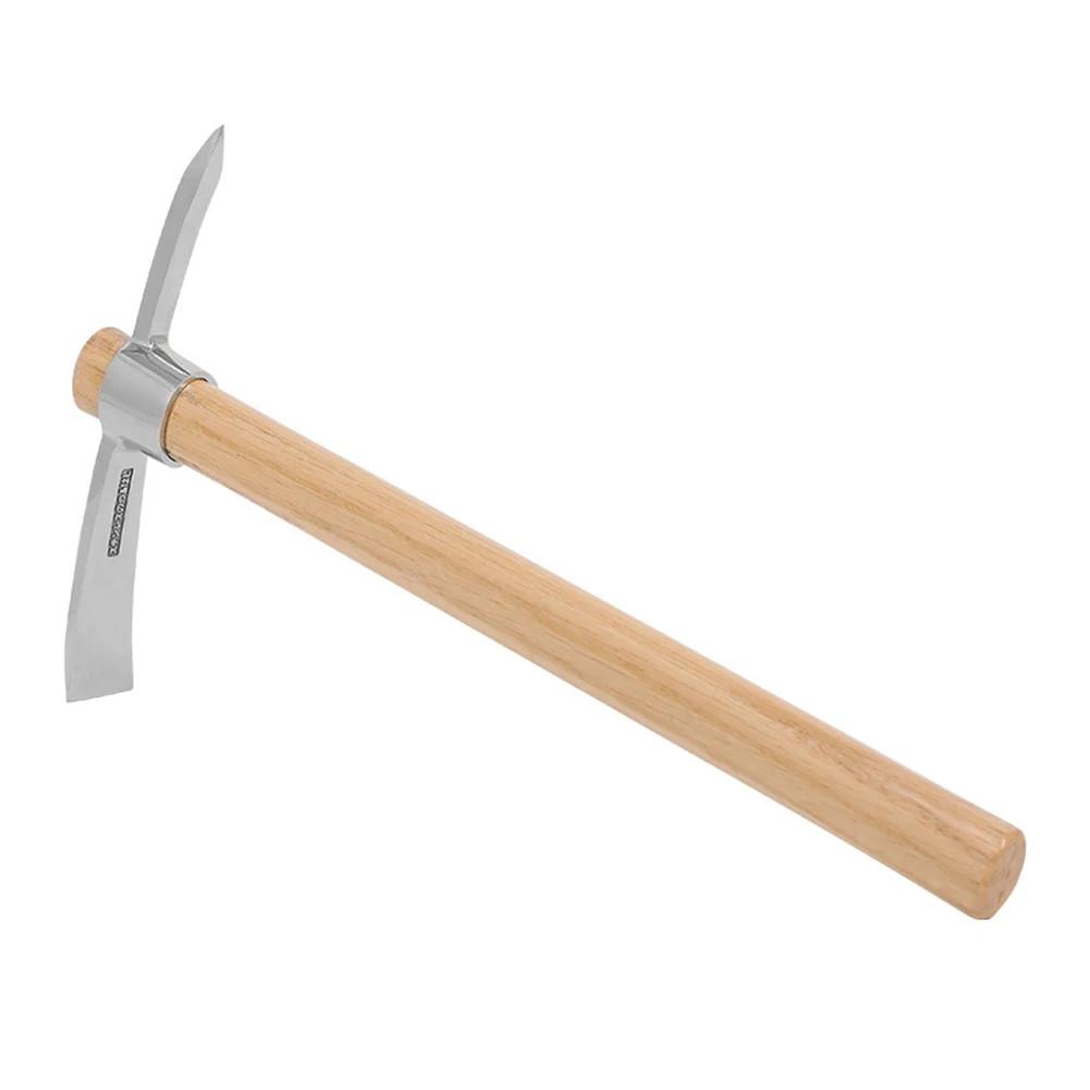 Picareta multifuncional enxada picareta de aço inoxidável resistente picareta machado mão com alça de madeira para acampamento ao ar livre jardim ferramenta mão - Image 1