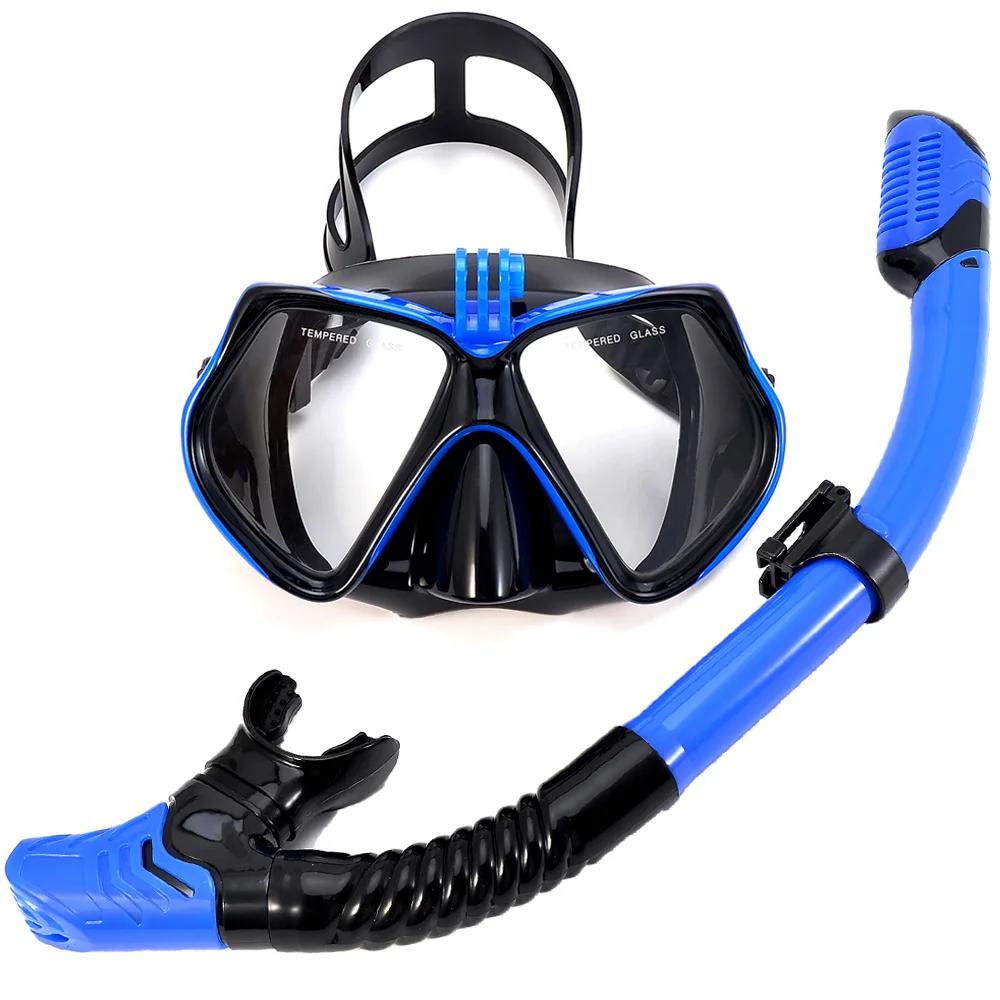 Conjunto de snorkel máscara de mergulho para gopro câmera de esportes subaquáticos anti-nevoeiro profissional óculos de natação tubo de mergulho seco para adultos - Image 1