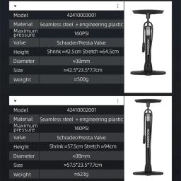 Bomba de bicicleta ROCKBROS de alta pressão, economia de trabalho para motocicleta, carro, bicicleta elétrica, AV, inflador FV, MTB Road Bike Acessórios, 160PSI - Image 5