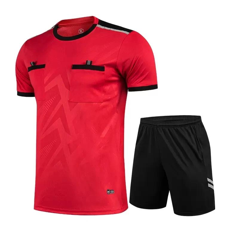 Uniformes profissionais do árbitro de futebol para o adulto, conjunto de camisas e shorts para homens, fatos macios com bolso - Image 6