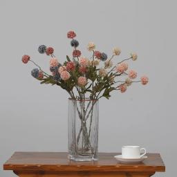 Artificial Dandelion Flores para Home Decor, pompom, Thorn Ball Bouquet, arranjo floral, adereços ornamento, festa de casamento, 5 cabeças, C6117 - Image 5